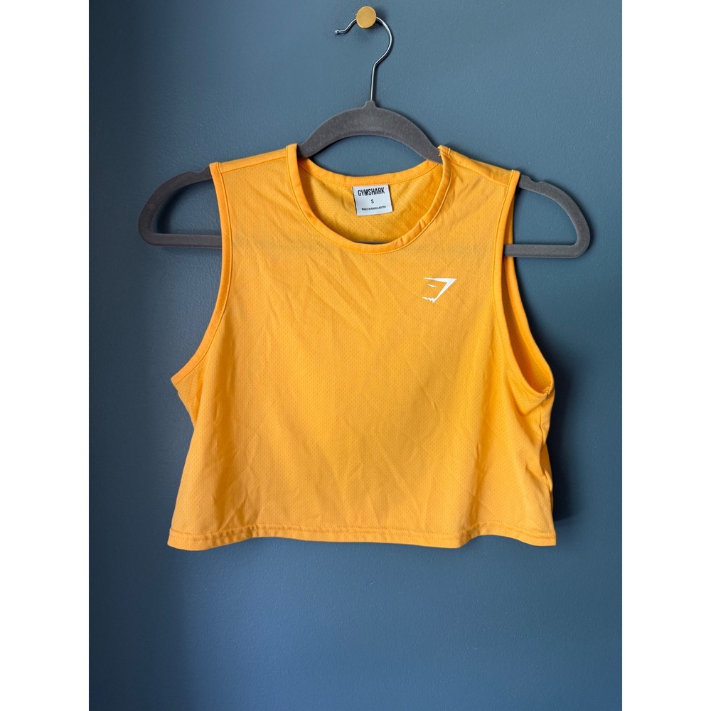 Gymshark Training Mesh Crop Tank yellow Small Sleeveless Workout Top